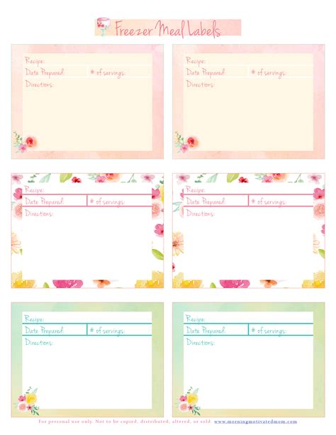 Freezer Meal Labels Printable – Morning Motivated Mom