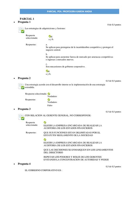 PEA Balotario Parcial PARCIAL 1 Pregunta 1 0 De 0 5 Puntos Las