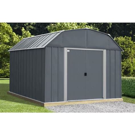 Arrow 10 Ft W X 10 Ft D Metal Barn In Charcoal Flute Grey 100 Sq Ft