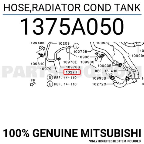 HOSE,RADIATOR COND TANK 1375A050 | Mitsubishi Parts | PartSouq