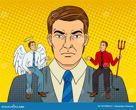 Devil And Angel On Shoulders Pop Art Vector Stock Vector Illustration Of Cartoon Conceptual