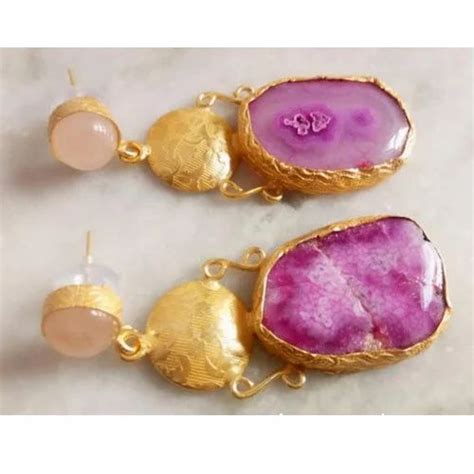 Druzy Gemstone Gold Plated Brass Earrings At Rs 170 Pair Gold Plated