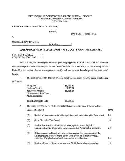 Notice Of Filing Amended Affidavits In Support Of Motion For Summary