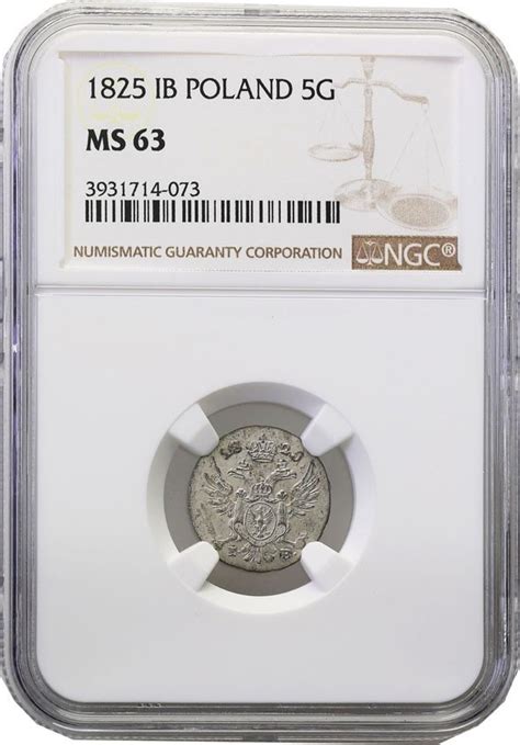 Polska XlX W Rosja Aleksander I 5 Groszy 1825 IB Warszawa NGC