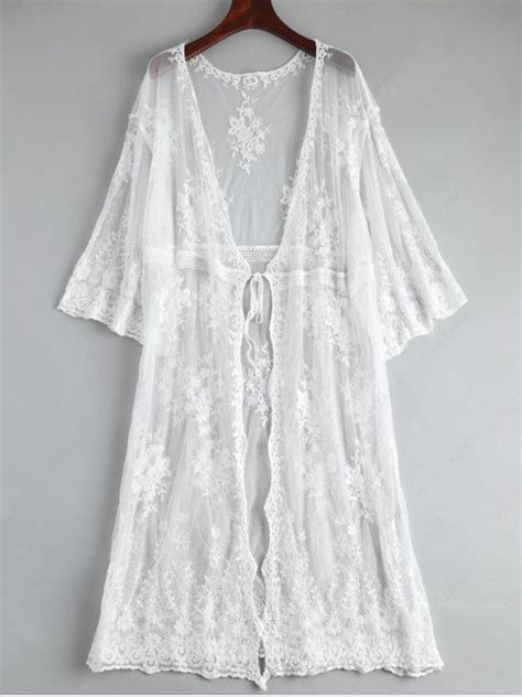 28 Off 2021 Embroidered Oversized Lace Beach Kimono Cover Up In