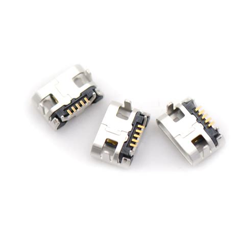 10pcs Micro Usb Data Type B Female 4legs 5pin Smt Smd Socket Dip Soldering Connector Jack Plug