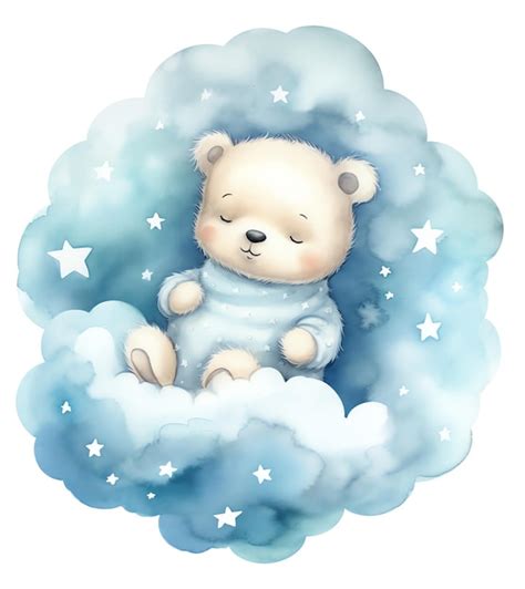 Premium Photo Digital Art Two Cute Teddy Bears Sitting On Cloud And