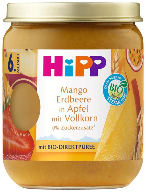 Hipp Bio Frucht Und Getreide Mango Erdbeere In Apfel Mit Vollkorn G