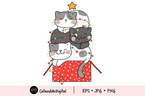 Christmas Cat Clipart Graphic By Catandme · Creative Fabrica