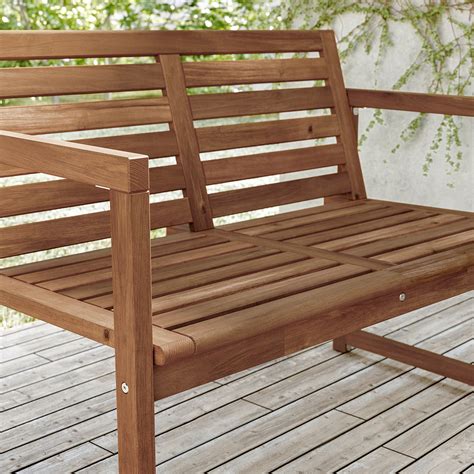 NÄmmarÖ Bench With Backrest Outdoor Light Brown Stained Ikea Latvija