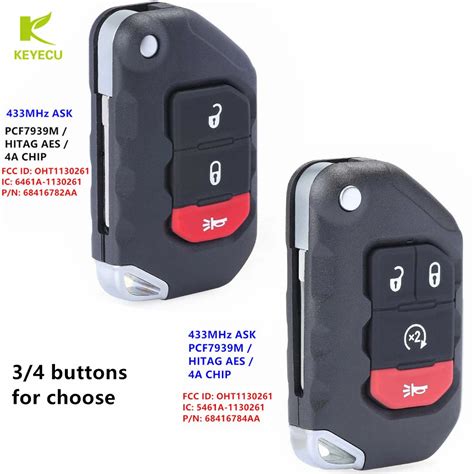 Jeep Wrangler 2022 Flip Remote Key 433MHz 68416784AB MK3