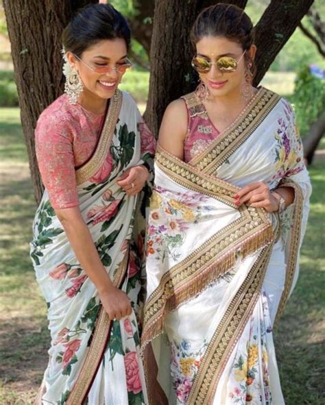 Sreeja Kalyan And Sushmita Konidela Twinning In Sabyasachi Floral Sarees