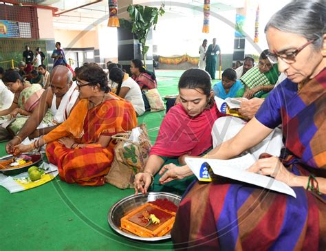 Image Of Devotees Performing Laksha Kumkum Archana Pooja At Kanaka