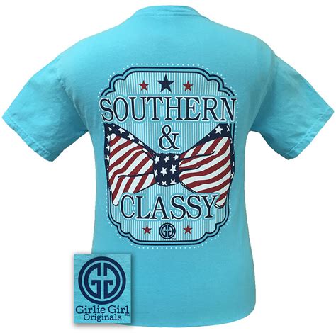 Girlie Girl Originals Southern Classy Usa Bow Comfort Colors Lagoon Bl Simplycutetees