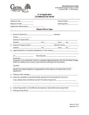 Fillable Online A 14 Application Conditional Use Permit Please Print Or