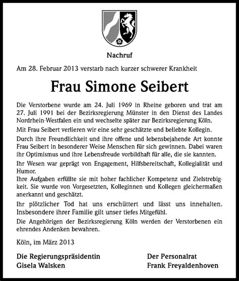 Traueranzeigen Von Simone Seibert WirTrauern