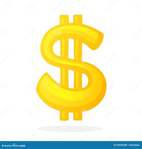 Golden Sign Of Dollar With Two Vertical Lines Stock Vector