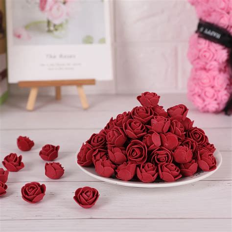 Mini Roses Artificielles En Mousse PE 3cm 100 Pi Ces Lot Fausses Fleurs