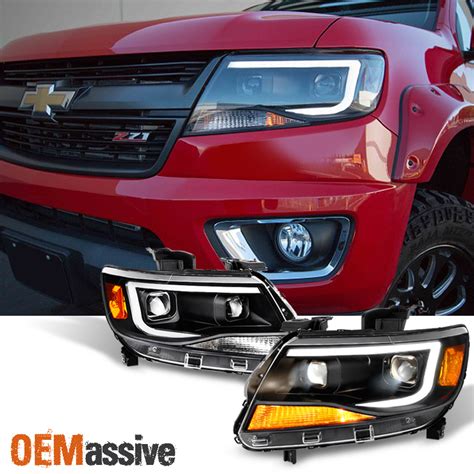 Fits Black Chevy Colorado Led Drl Dual Square Projector