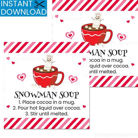 Hot Chocolate Tags Snowman Soup Party Peanut