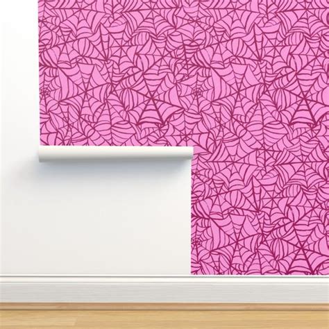 Spiderwebs Large Scale Hot Pink Wallpaper Spoonflower