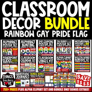 Classroom Decor Bundle RAINBOW GAY PRIDE FLAG CLASSROOM DECOR TPT