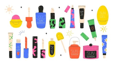 Premium Vector Sun Safety Collection Tubes And Bottles Of Sunscreen