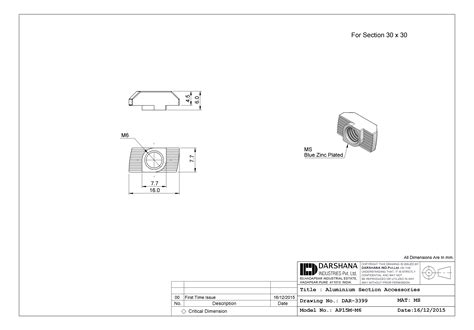Darshana industries Item No -AP15M-M6 - MAPA Engineering Company