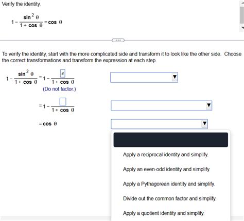 Solved Verify the identity 11 cosθsin2θ cosθ To verify the Chegg