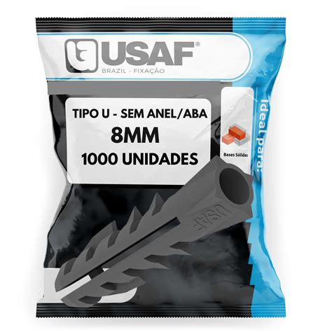 Bucha U Tradicional 8mm Sem Aba Usaf Pacote 1000 Unidades