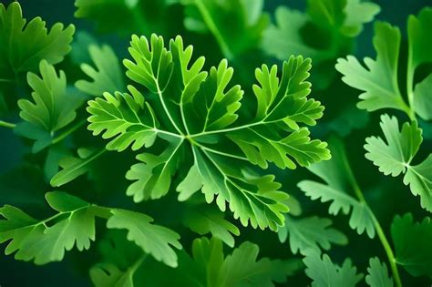 Premium AI Image A Close Up Of A Green Parsley Leaf