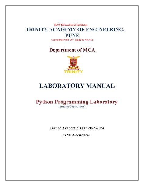 Lab Manuals - KJ’S Educational Institutes TRINITY ACADEMY OF