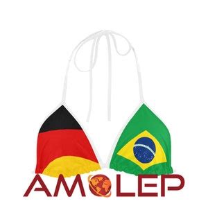 Double Combo Flag Bikini Triangle Swimsuit Top Customizable Select Any 2 Countries Of Your