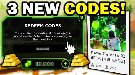 3 New Codes And Update Tower Defense X Roblox Youtube