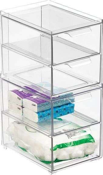 Mdesign Stackable Storage Containers Box With 2 Pull Out Drawers