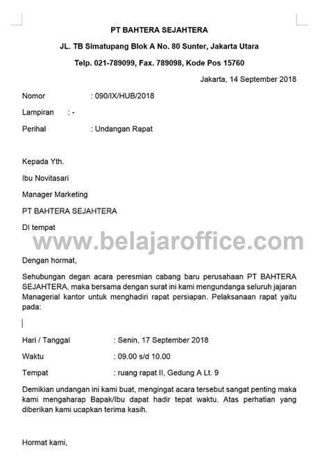 Contoh Surat Dinas Resmi Perusahaan