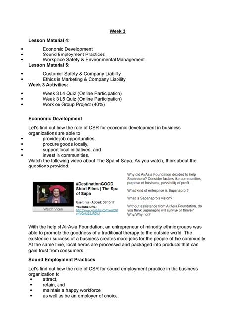 Week 3 Lecture Notes 3 Week 3 Lesson Material 4 Economic