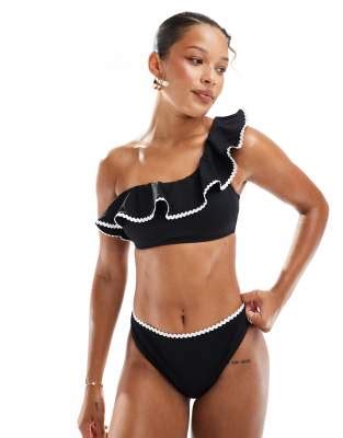 New Look Blanket Stitch Bikini In Black Asos