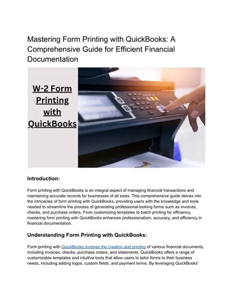 Ppt Mastering Form Printing With Quickbooks A Comprehensive Guide