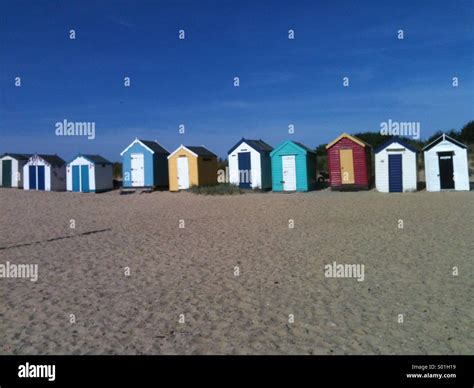 Suffolk Beach Huts Stock Photo Alamy