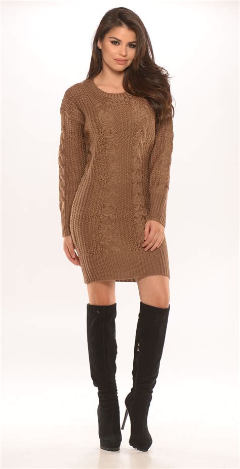 Sexy Boots Sweater Dress Cable Knit Sweater Dress Sweaters