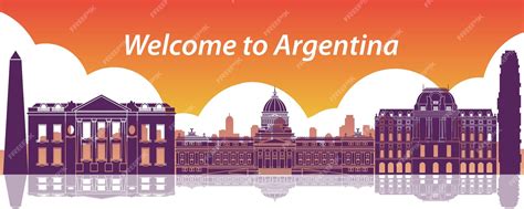 Beroemde Bezienswaardigheden Van Argentinië Op Silhouetstijl Premium