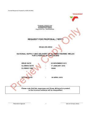 Fillable Online Request For Proposal Rfp Transnet Freight Rail Fax