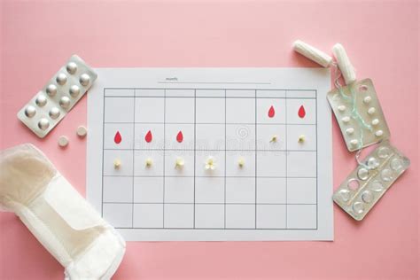 Ovulation Cycle Concept Calendar For A Month Marker Of Ovulation And