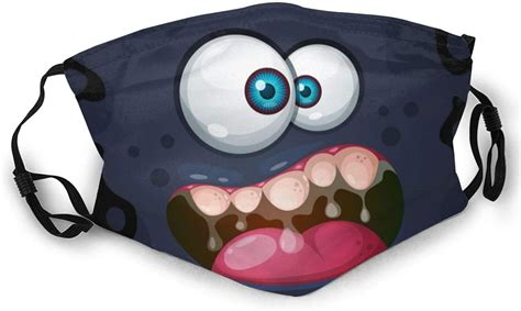 Monster Character Unisex Adult Anti Dust Face Mask Reusable Black Mouth