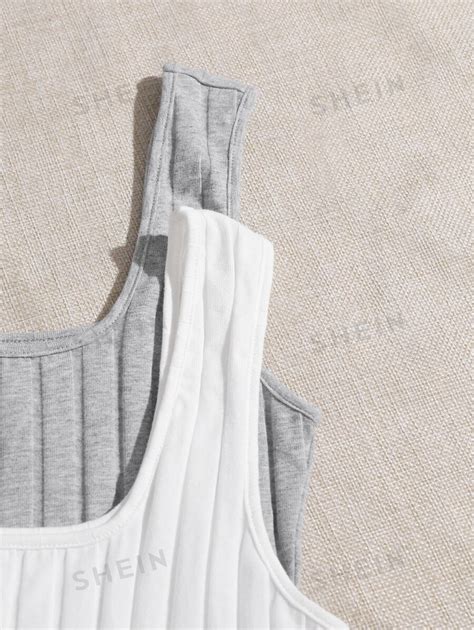 Shein Ezwear Pack Lettuce Trim Rib Knit Tank Top Shein Uk