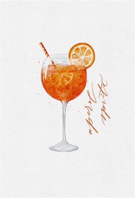 Aperol Spritz Watercolor Illustration Prosecco Cocktail Etsy Watercolor Cards Watercolor