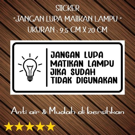 Jual Stiker Jangan Lupa Matikan Lampu Setelah Digunakan Sticker Matikan