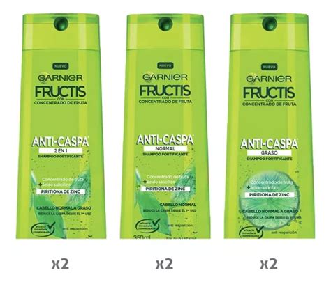 Pack 6 Shampoo Fructis Anticaspa Surtido 350 Ml Cuotas sin interés