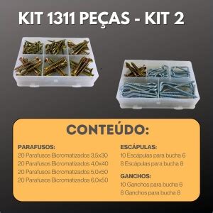 2 Kits 1311 peças Parafusos Rosca Máquina e Bicromatizado Porca